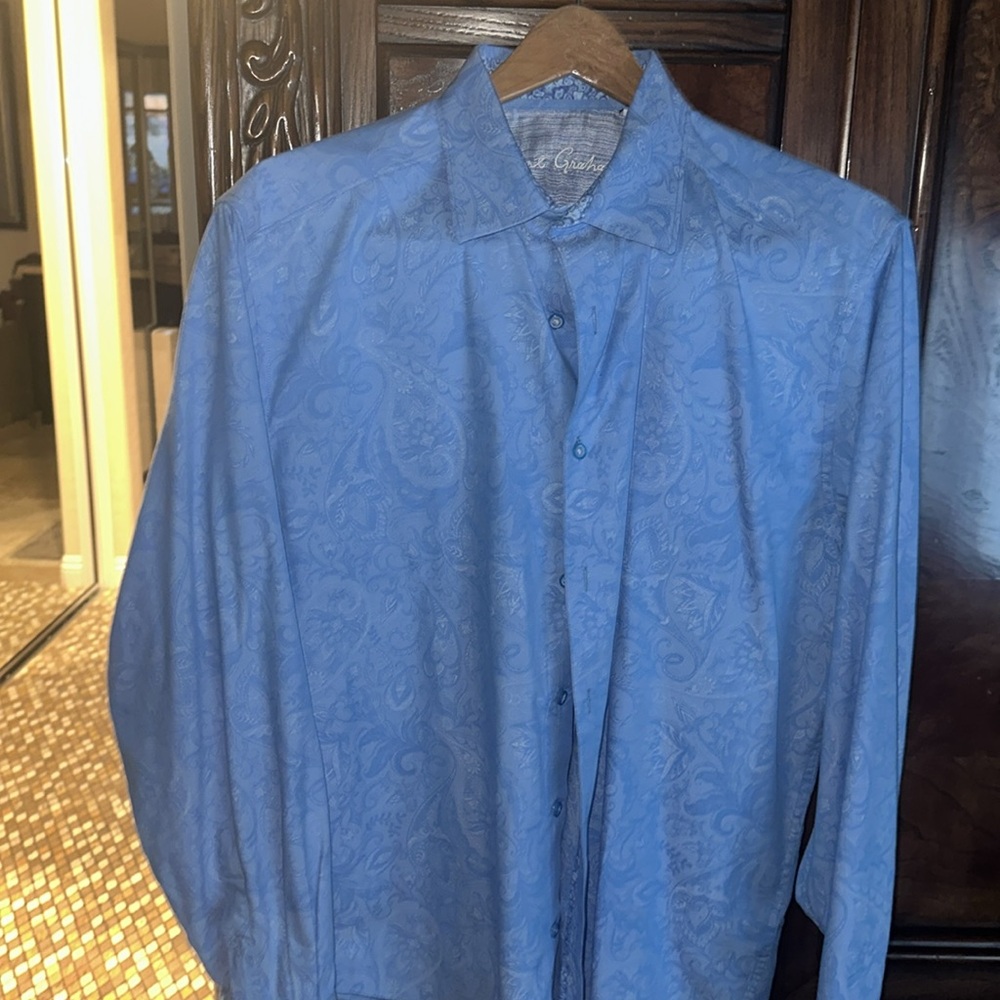Robert Graham Blue Casual Button Down Shirt